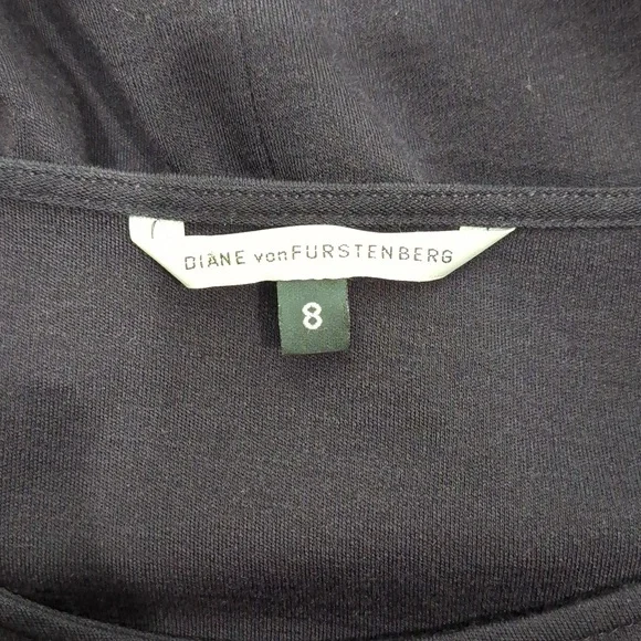 DIANE VON FURSTENBERG Dark Maroon Purple Long Sleeve Side Rouched Dress - Picture 7 of 10